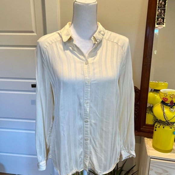 rouje barnabe white silk striped button down blouse - Picture 3 of 4